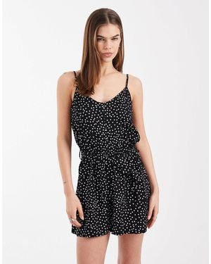 ONLY Combishort à pois avec liens à la taille - Noir