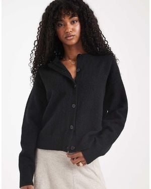 New Look Crew Neck Button Down Cardigan - Black