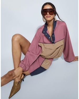 ASOS 80s Color Block Wind Breaker Co-ord - Brown