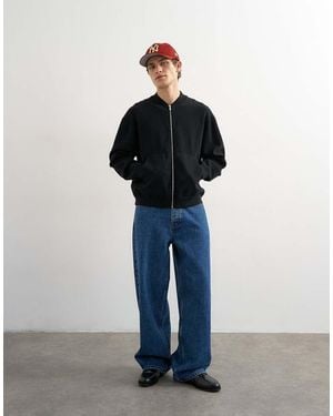 TOPMAN Cárdigan Holgado Con Doble Cremallera De Punto Premium De - Azul