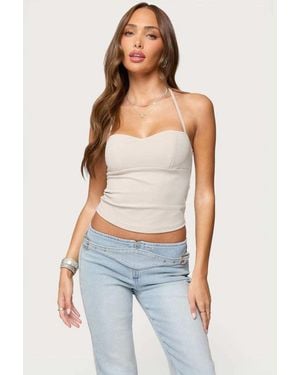 Edikted Jesika Sweetheart Halter Top - Blue