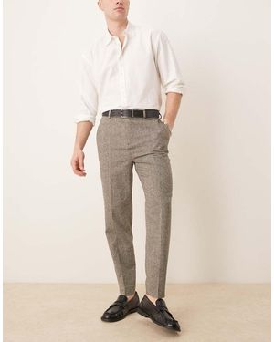ASOS Smalle Toelopende Broek Van Wolmix - Naturel
