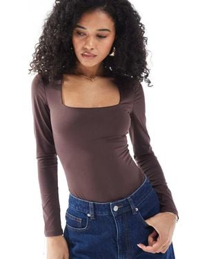 New Look Long Sleeve Square Neck Bodysuit - Blue
