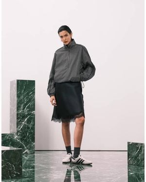 Mango Knee Length Skirt With Lace Edge - Black