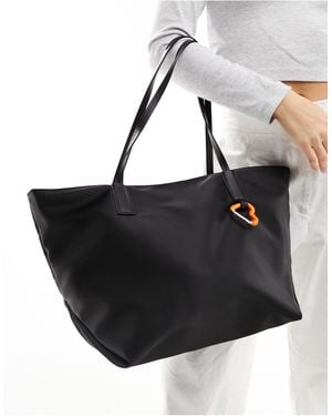 Bershka Everyday Tote With Carabiner - Black