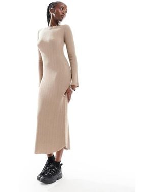 Collusion Slash Neck Maxi Dress - Natural