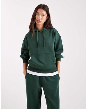 ONLY Sudadera Verde Oscuro Con Capucha De Punto Liso De (Parte De Un Conjunto)