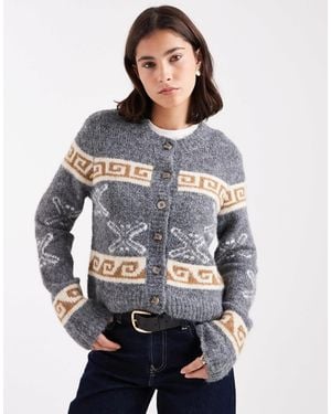 Object Jacquard Print Knit Cardigan - Blue