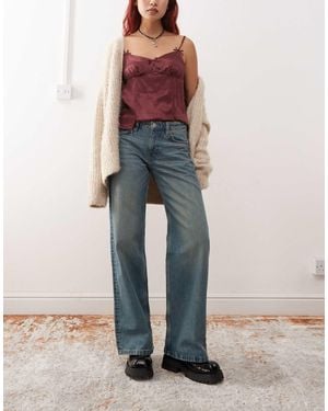 Monki Imoo Low Waisted Wide Fit Jeans - Blue