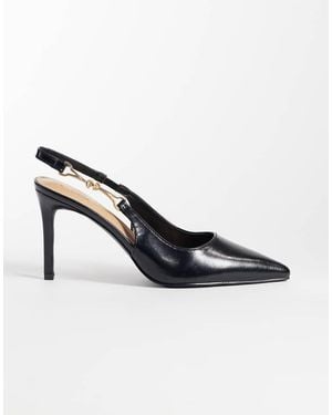 SIMMI Simmi London Shivi Pointed Slingback Heeled Shoes With Gold Embellishment - Black