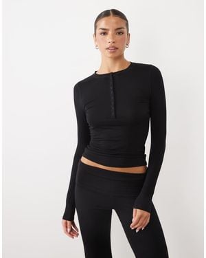 Cotton On Zachte Lounge Henley - Zwart