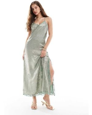 Miss Selfridge Satin Cami Maxi Dress - Green