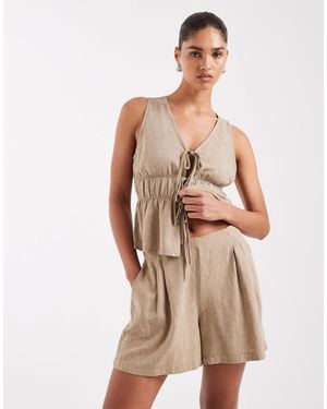 JJXX Co Ord Linen Blend Shorts - Natural