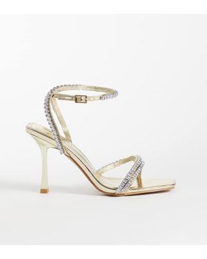 SIMMI Simmi London Sibelle Wide Fit Embellished Heeled Sandals - White