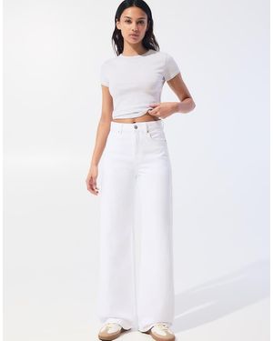 Pull&Bear High Waist Wide Leg Jeans - White