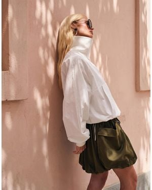 ASOS Pocket Detail Satin Bubble Skirt - Brown