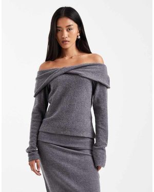 Vero Moda Off Shoulder Long Sleeve Top Co-ord - Grey