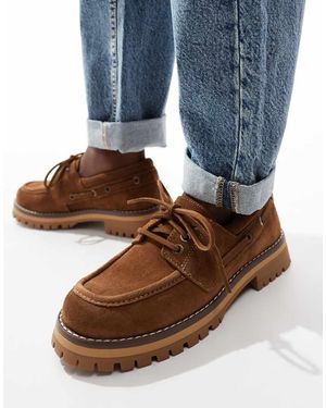 Stradivarius Faux Suede Boat Shoe - Blue