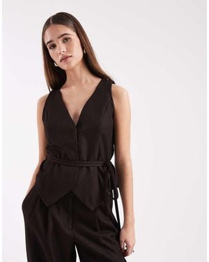 Vero Moda Cinched Tie Waist Waistcoat Co-ord - Black