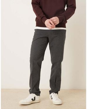 Mango Brest Cotton Rich Straight Tailored Trousers - Grey