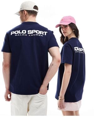 Polo Ralph Lauren Sport Capsule Unisex Front And Back Logo Print Heavyweight T-shirt - Blue