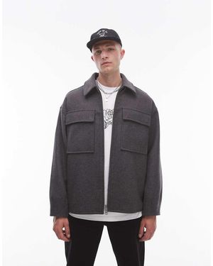TOPMAN Camicia Giacca Double-Face Mélange - Grigio