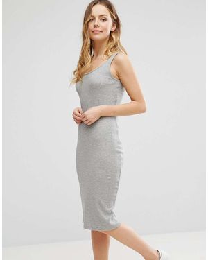 Brave Soul Geribbelde Midi-Jurk Zonder Mouwen - Wit