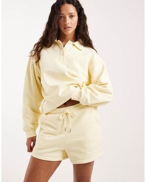 4th & Reckless Cotton Drawstring Waist Sweat Shorts Co-ord - Natural