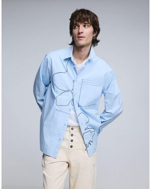 Desigual Chemise à surpiqûres brodées - Bleu