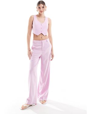ONLY High Waisted Wide Leg Tailored Trouser Co-Ord - Pink