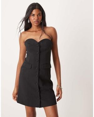 Y.A.S Tailored Tux Mini Dress With Button Front - Black