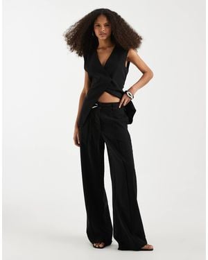 Object Tailored Wide Leg Trousers Co-ord With Hardwear Details - Black
