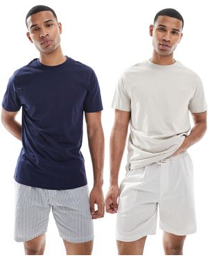 Threadbare – 4er-pack pyjama aus baumwoll-popeline - Blau