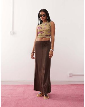 Monki Soepelvallende Maxi Rok Van Jersey - Roze