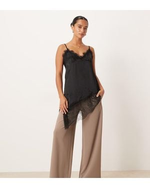 JDY Petite Pantaloni A Fondo Ampio Legno Slavato - Nero