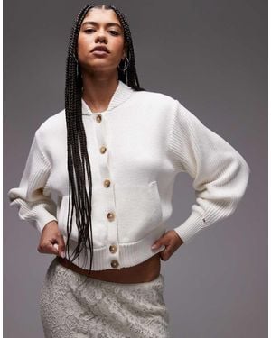 Tommy Hilfiger Jersey Balloon Sleeve Bomber Cardigan - Grey