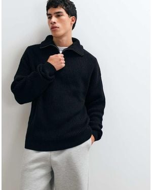 ASOS Super Oversized Knitted Funnel Neck Jumper - Blue