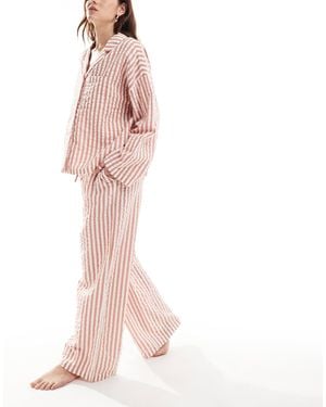 Lindex – pyjama-hose aus seersucker - Pink