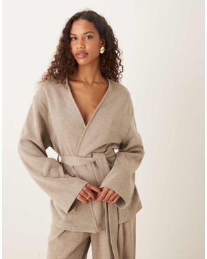 ASOS Supersoft Tie Waist Cardigan Co-Ord - Natural