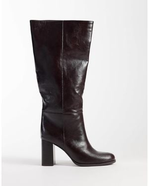 New Look Stacked Heel Knee High Boot - Black