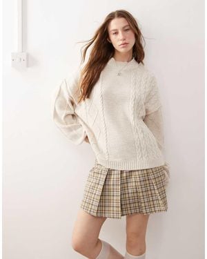 Collusion Unisex Spliced Knitted Jumper - Natural