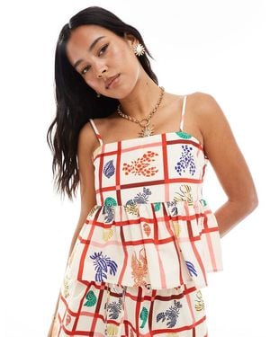 Miss Selfridge Top Stile Babydoll - Rosso
