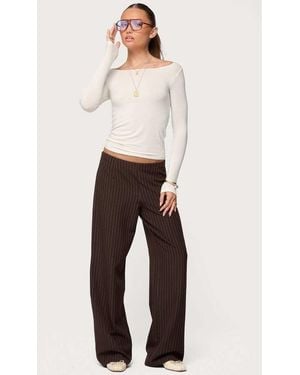 Edikted Kerie Pinstripe Low Rise Trousers - White