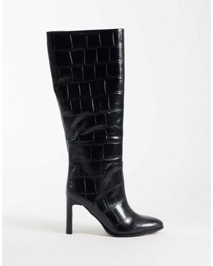 ASOS Claribel Heeled Pull On Knee Boots - Black