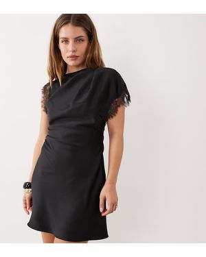 Forever New Mini Jurk Van Satijn En Kant - Zwart