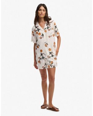 Superdry – strand-shorts aus baumwolle - Weiß