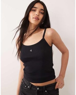 Calvin Klein Strappy Rip Vest Top - Black