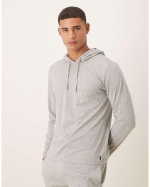 Polo Ralph Lauren Icon Logo Co-ord Long Sleeve Hooded Lounge Top - Grey