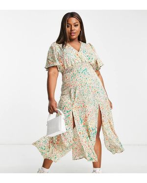 AX Paris Vestito Avvolgente A Fiorellini Con Scollo A V - Neutro