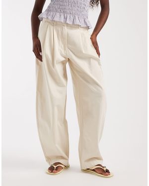 Aware Double Pleat Front Barrel Leg Trouser - Natural